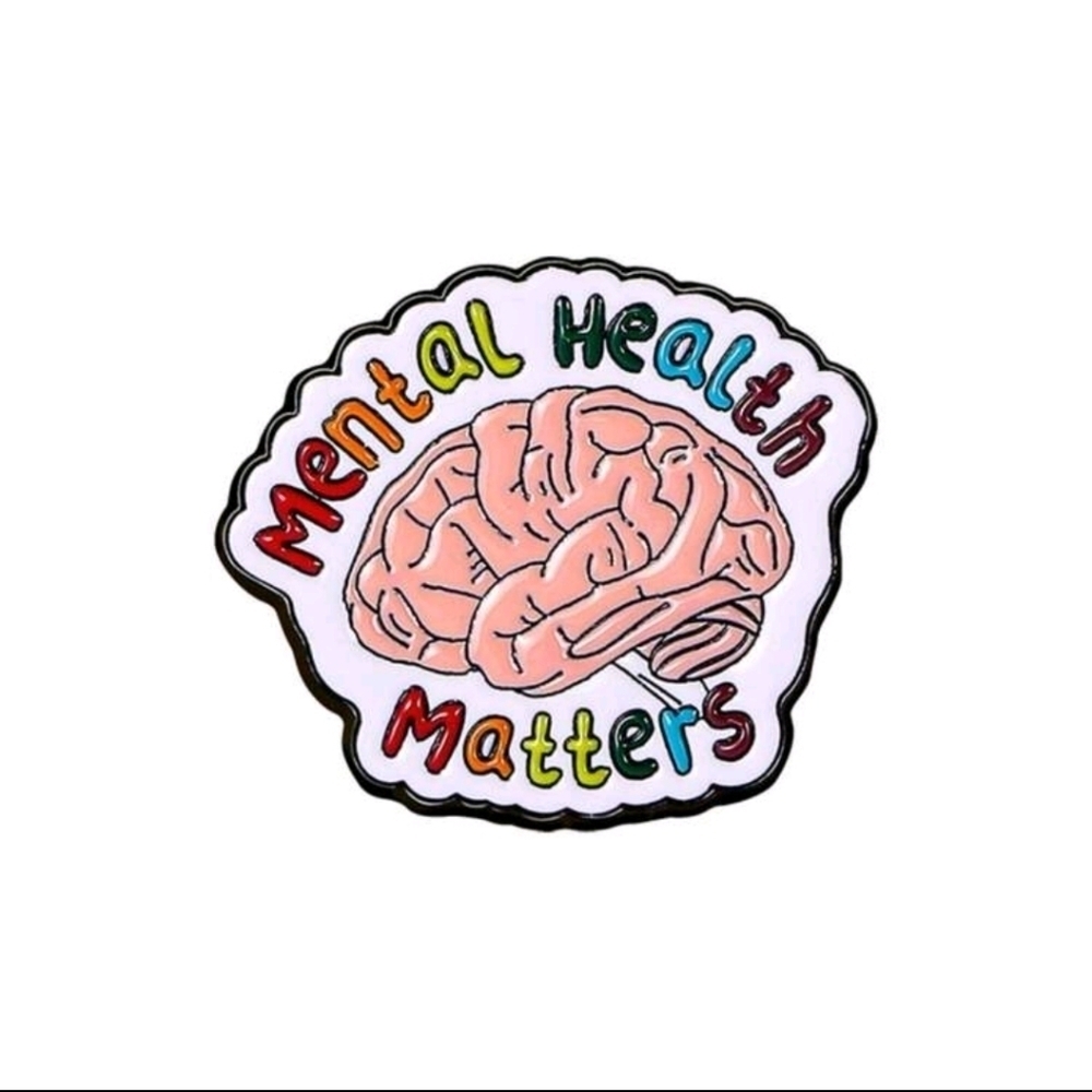 Mental health matters brain rainbow LGBT enamel pin brooch charm purse bag decor